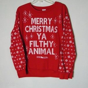 Home Alone Women's  Sweater Red Sz XXL ( Merry Christmas Ya Filthy Animal)
